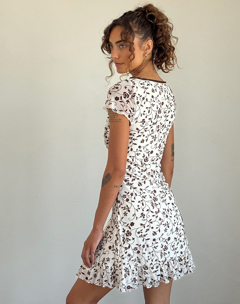 Image of Melva Minikleid aus braunem Stielblütenflock
