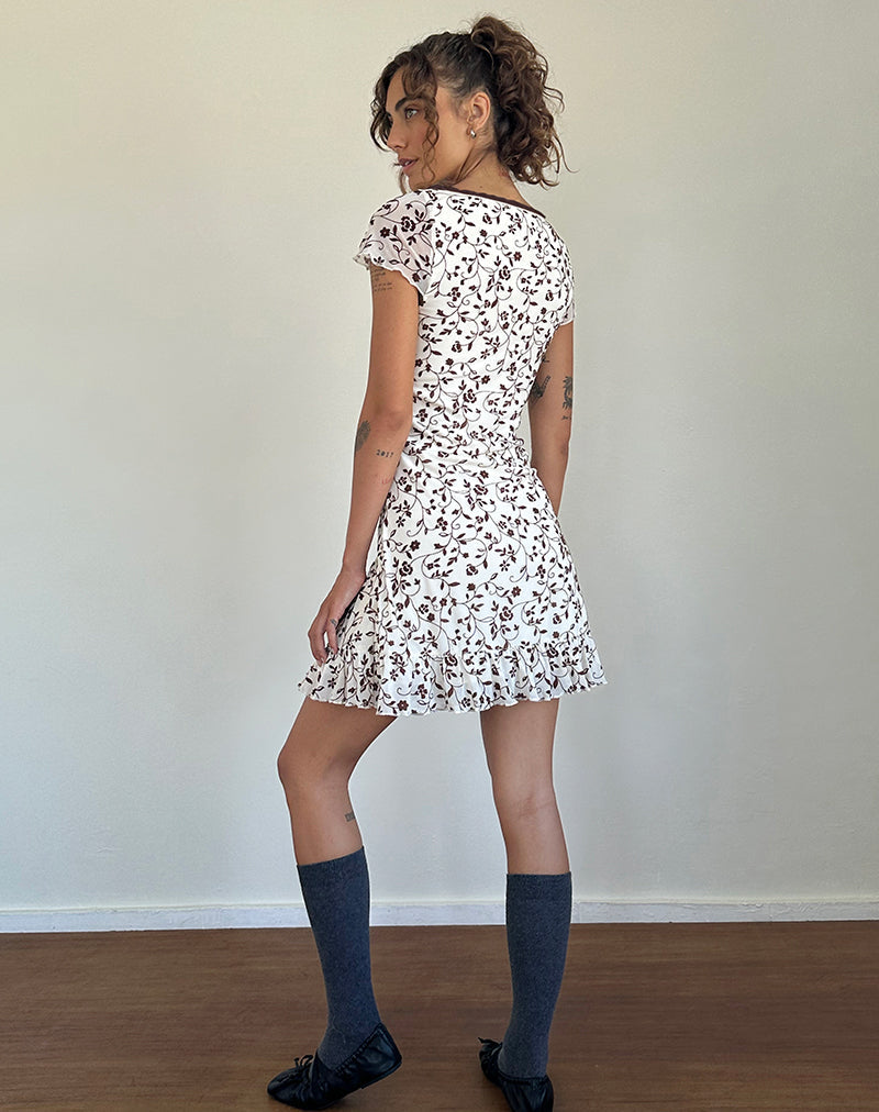 Image of Melva Minikleid aus braunem Stielblütenflock