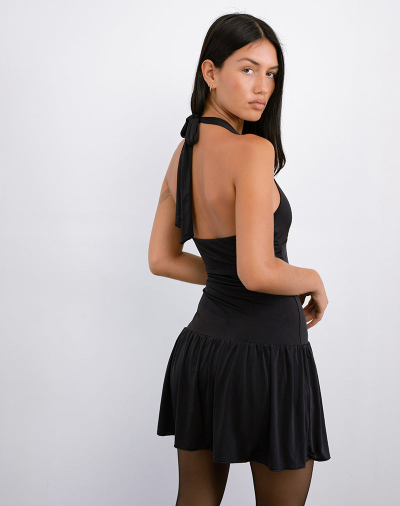 Image of Mercer Minikleid mit fallendem Bund in Schwarz