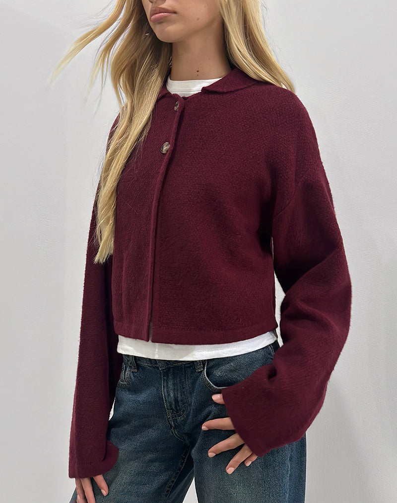 Image of Merril Strickjacke mit Kragen aus Wein