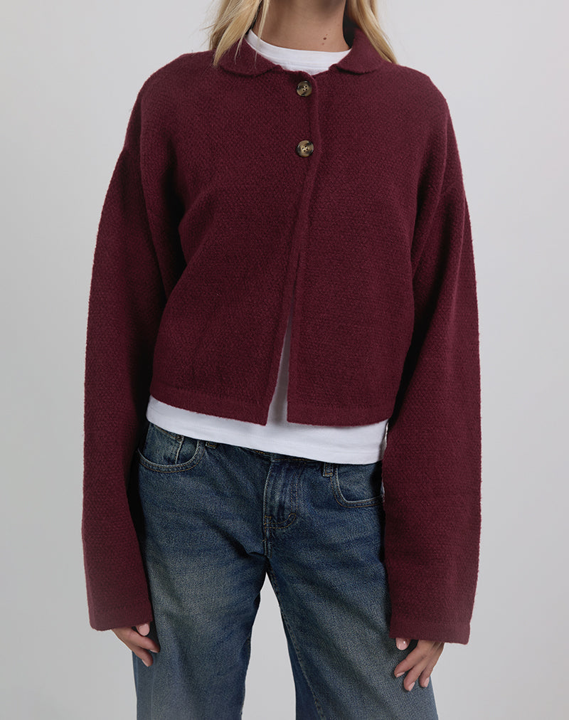 Image of Merril Strickjacke mit Kragen aus Wein