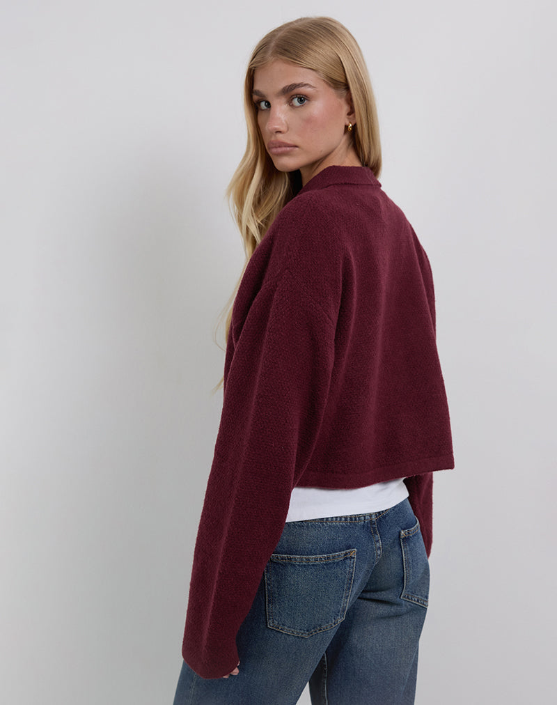 Image of Merril Strickjacke mit Kragen aus Wein