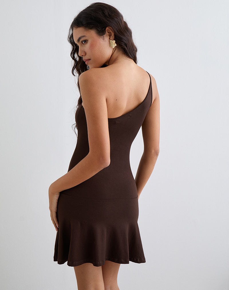 Image of Messac Asymmetrisches Kleid aus Rayon Jersey Bitter Chocolate