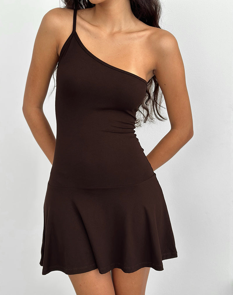 Image of Messac Asymmetrisches Kleid aus Rayon Jersey Bitter Chocolate