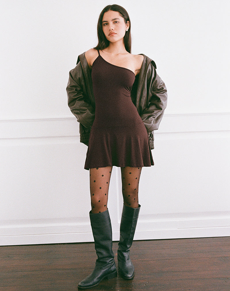 Image of Messac Asymmetrisches Kleid aus Rayon Jersey Bitter Chocolate