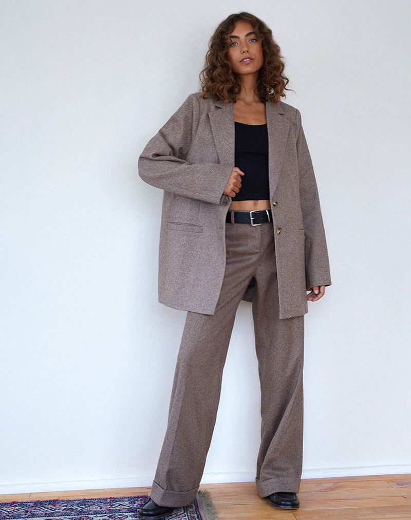 Image of Messeir Blazer aus Kunstwolle in Walnuss