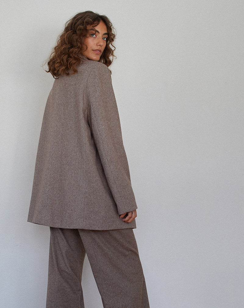 Image of Messeir Blazer aus Kunstwolle in Walnuss