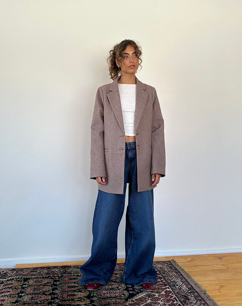Image of Messeir Blazer aus Kunstwolle in Walnuss