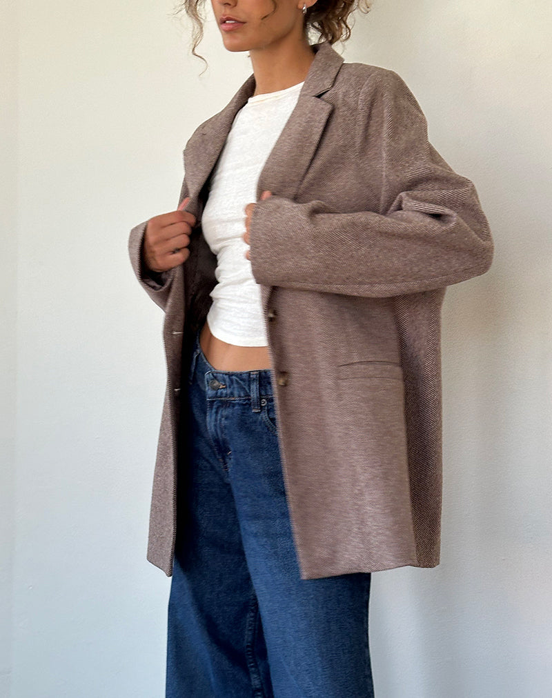 Image of Messeir Blazer aus Kunstwolle in Walnuss