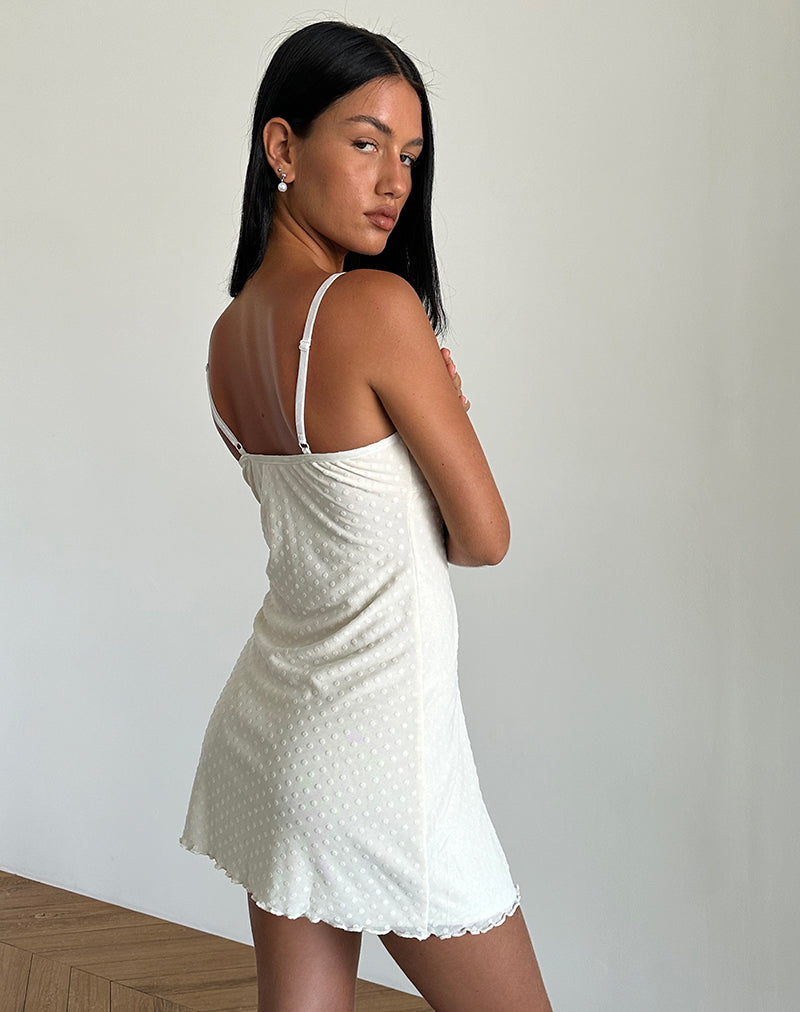Image of Mevila Cami Minikleid in Elfenbein Polka Flock