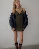 Image of Mevila Minikleid in abstrakter Botanik Dunkel-Olive