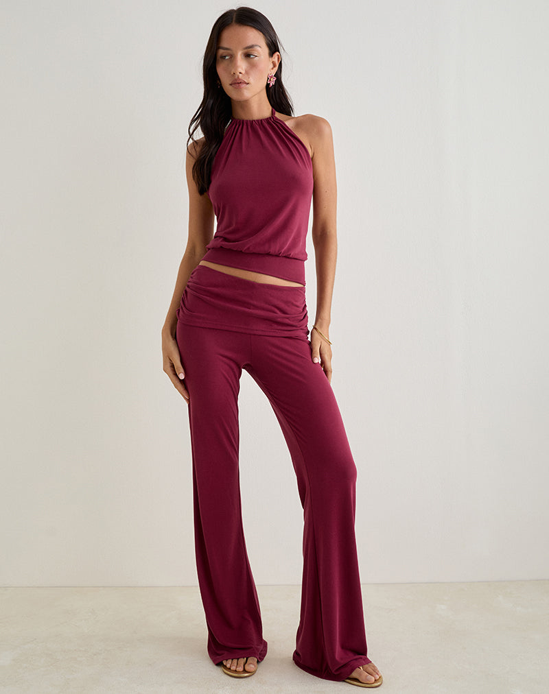 Image of Miasa Rückenfreies Neckholder-Top aus Cupro Burgundy