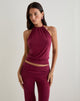 Image of Miasa Rückenfreies Neckholder-Top aus Cupro Burgundy