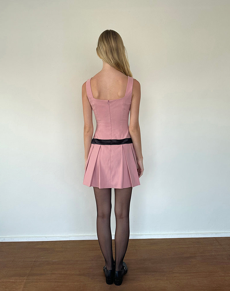 Bild von Michelia Minikleid in Rosa mit schwarzer Schleife