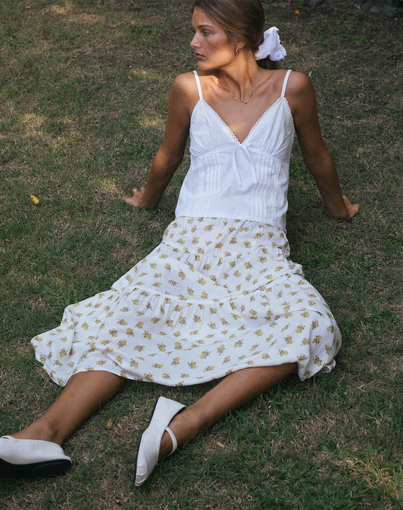 Bild von Midaxi-Rock in Funshine Floral Off White