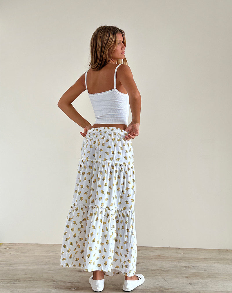 Bild von Midaxi-Rock in Funshine Floral Off White