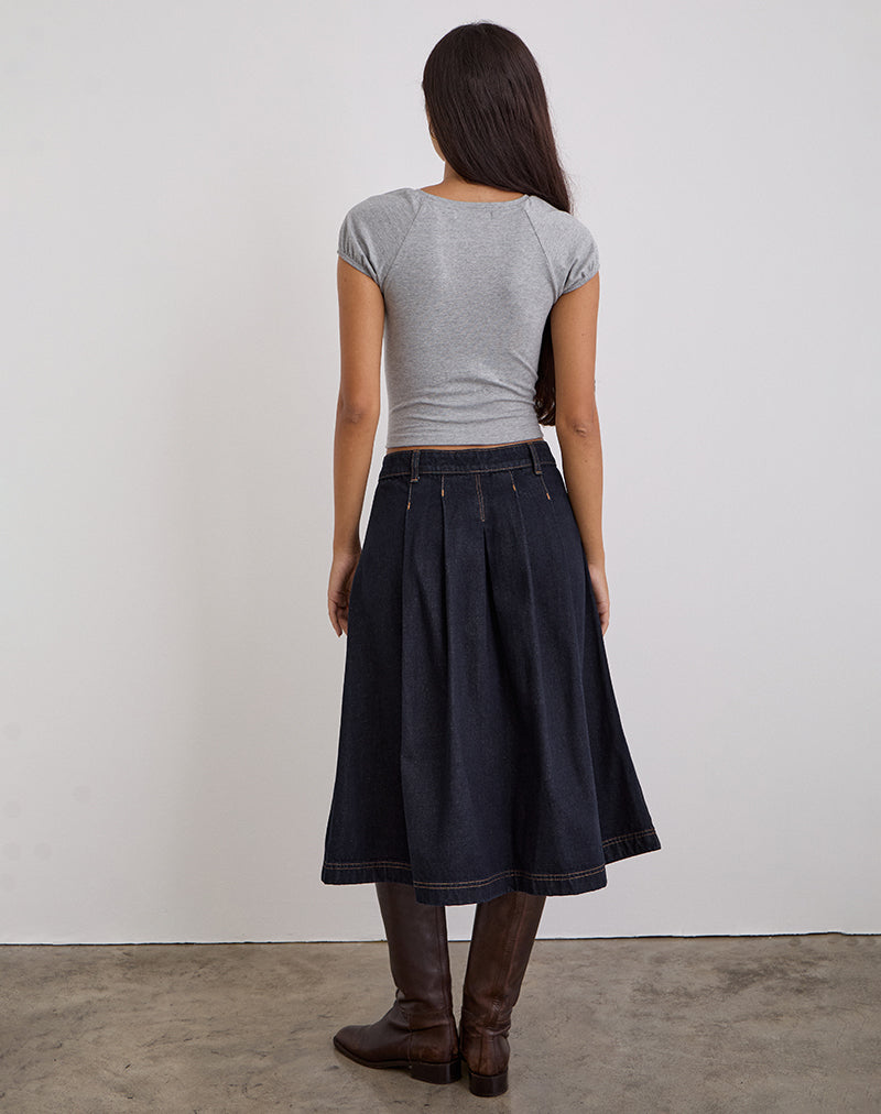 Bild von Midi-Denim-Faltenrock in Indigo