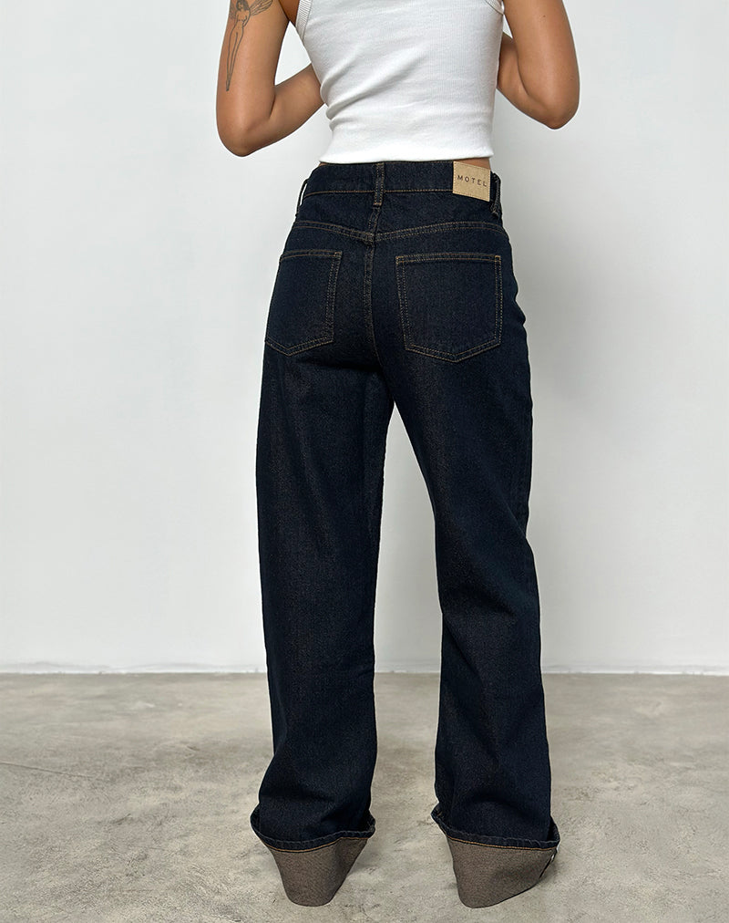 Bild von Mid Rise Turn Up Straight Jeans in Indigo