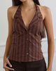 Image of Mikanu Button Down Bluse in Streifen Braun