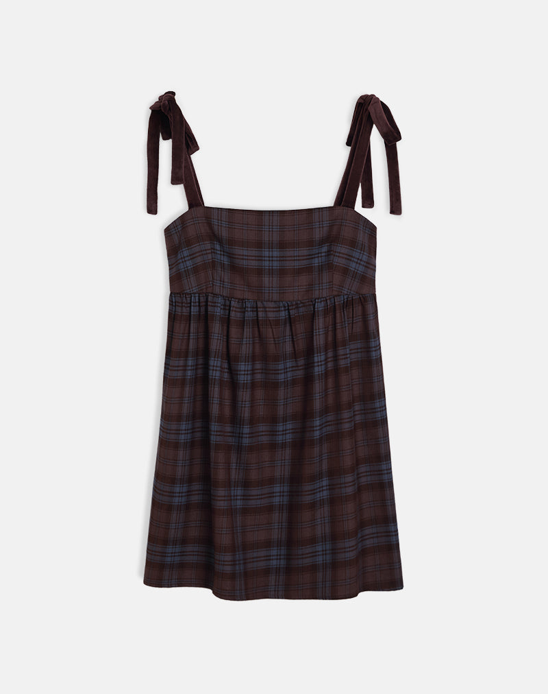 Image of Mikayla Minikleid in Burgund und blauem Karo