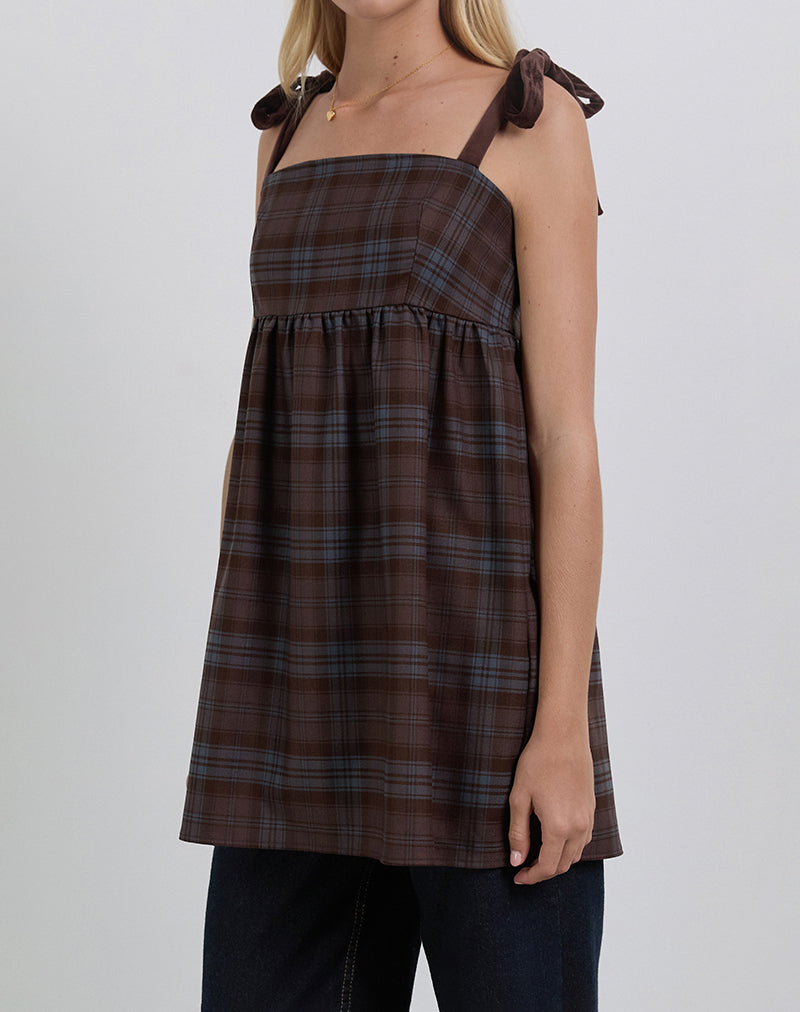 Mikayla Minikleid in Burgund und blauem Karo