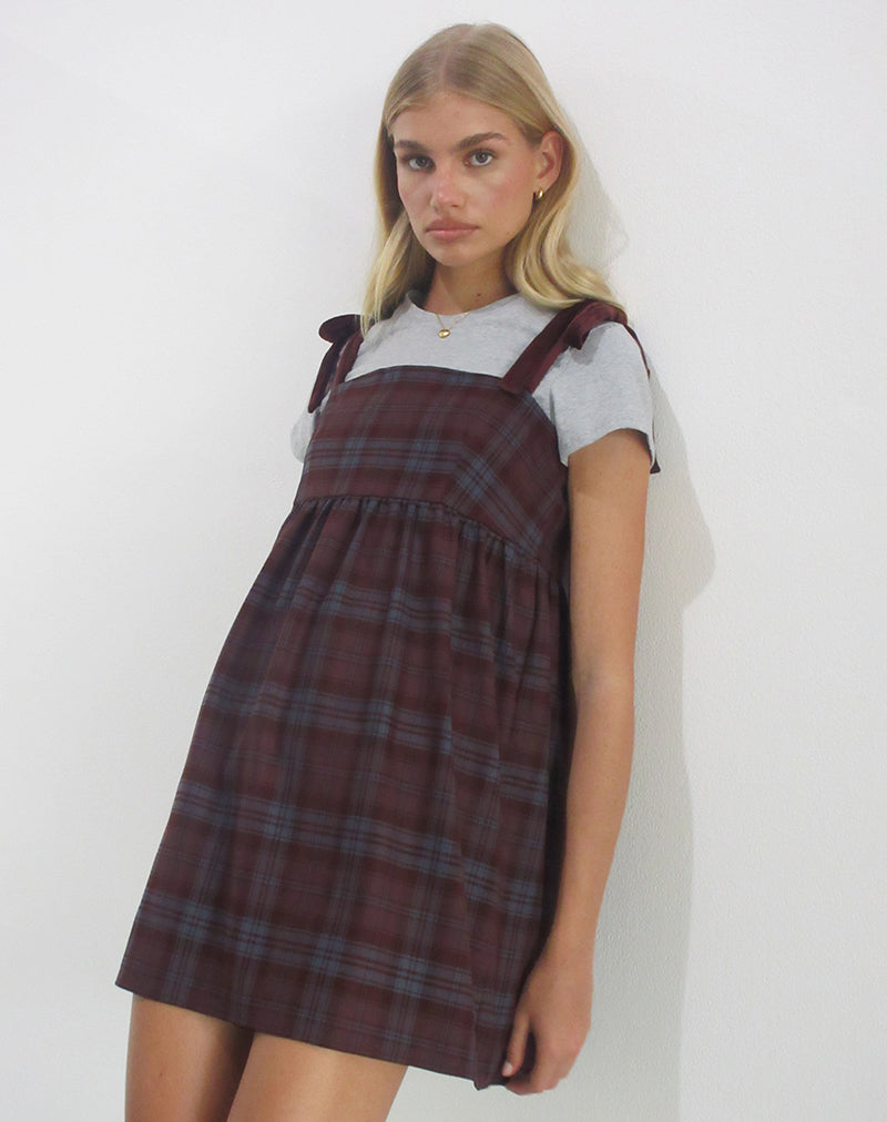 Image of Mikayla Minikleid in Burgund und blauem Karo