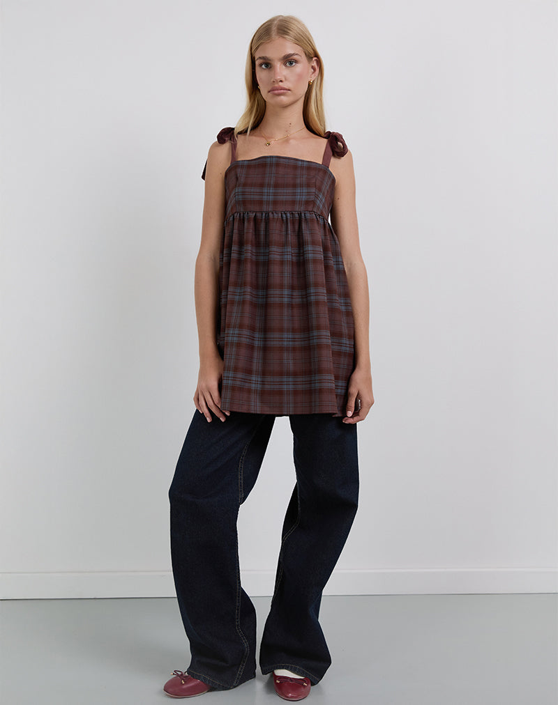 Image of Mikayla Minikleid in Burgund und blauem Karo