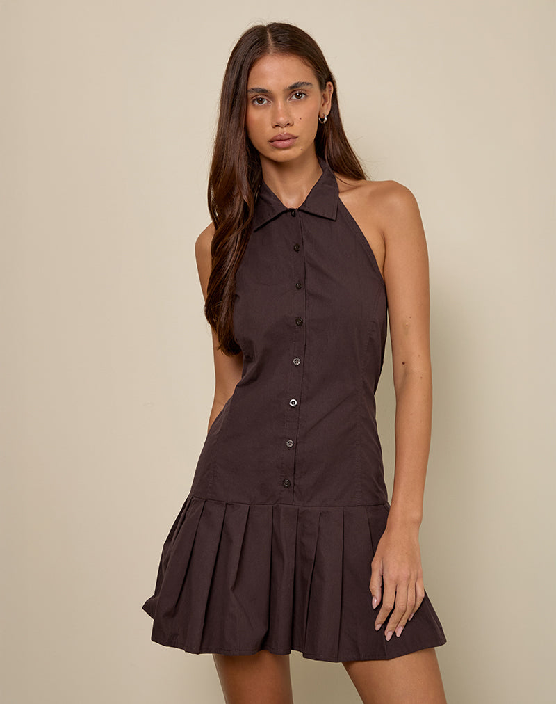 Bild von Mikena Kleid mit Kragen in tiefem Mahagoni