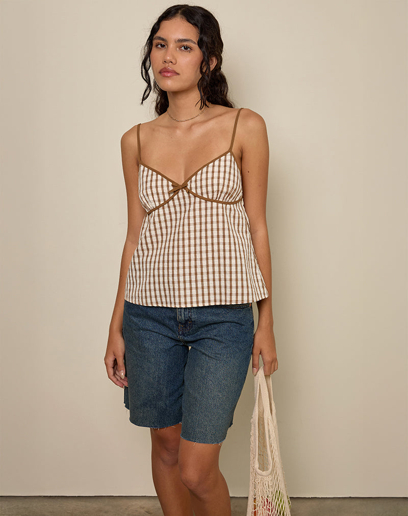 Milota Cami Top in braunem Karo