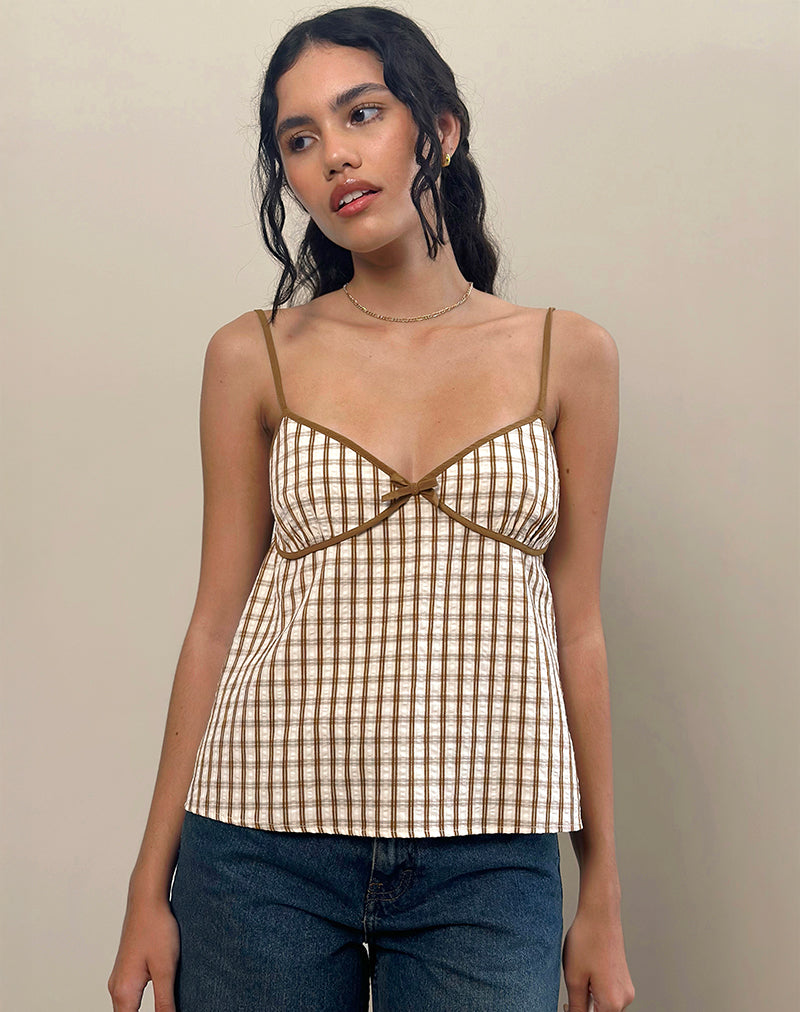 Milota Cami Top in braunem Karo