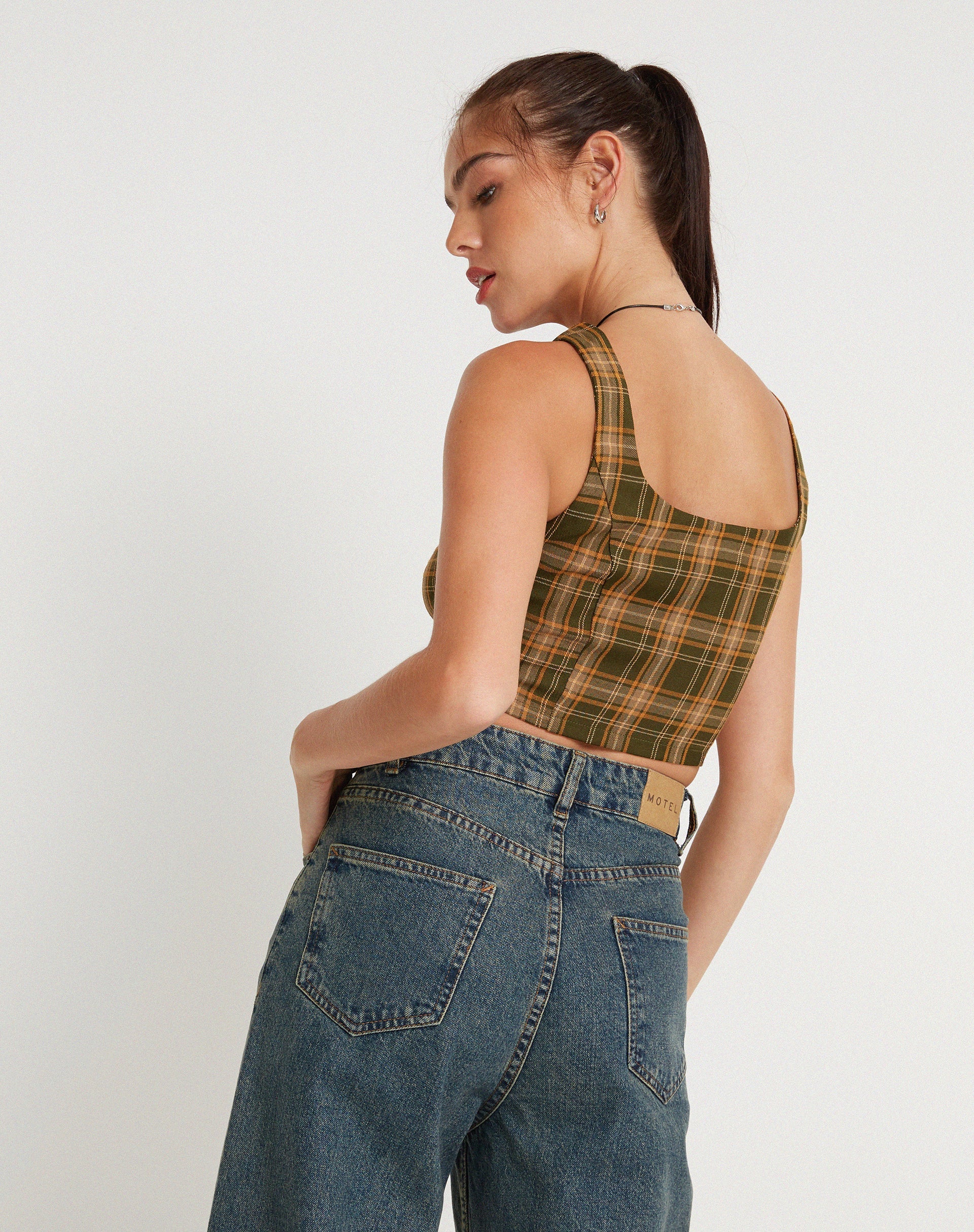 Image of Milton Korsett Top in Tartans Grün Braun