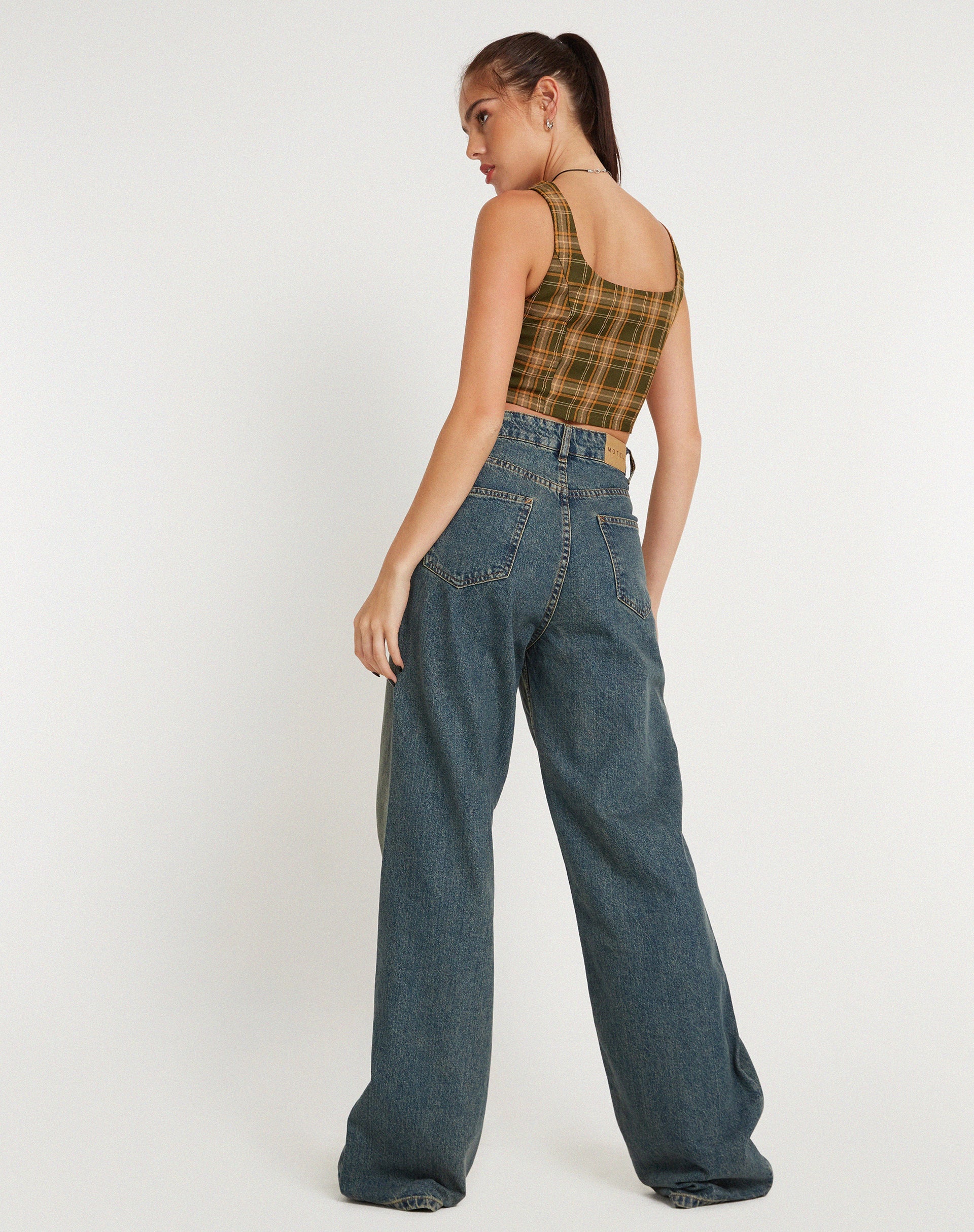 Image of Milton Korsett Top in Tartans Grün Braun