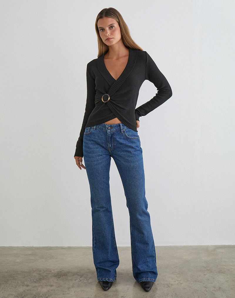 Bild von Minara Top mit Kunstharzschnalle in Strick schwarz