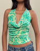 Bild von Minova Cowl Neck Top in Floral Flock Grün und Blau