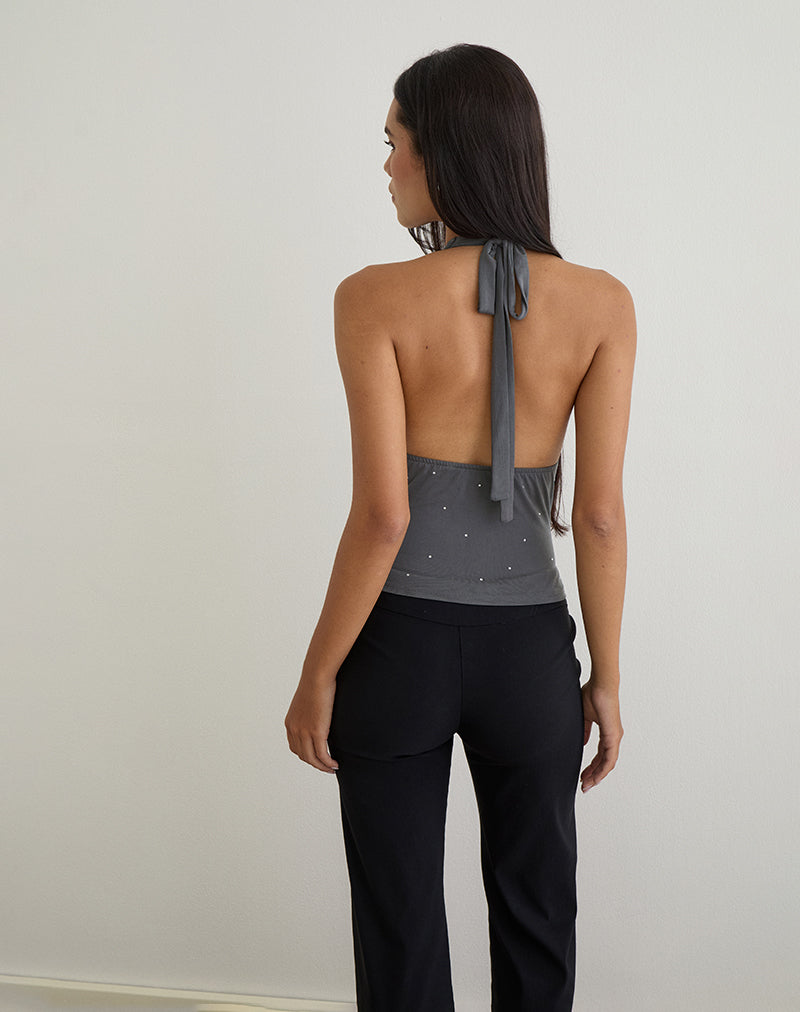 Image of Minova Top aus Cupro Diamante Dunkelgrau