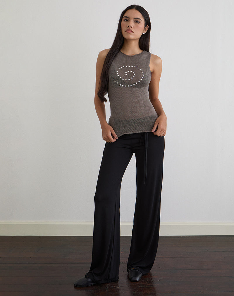 Image of Miraya Top aus durchsichtigem Strick mit Nieten Eisen