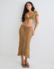 Bild von Diora Tie Front Rock in Crochet Camel