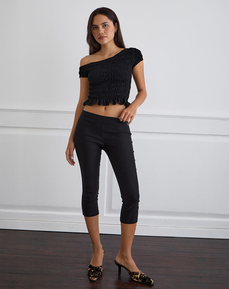 Image of Mirita Gerafftes Top in Schwarz