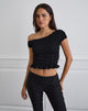 Image of Mirita Gerafftes Top in Schwarz