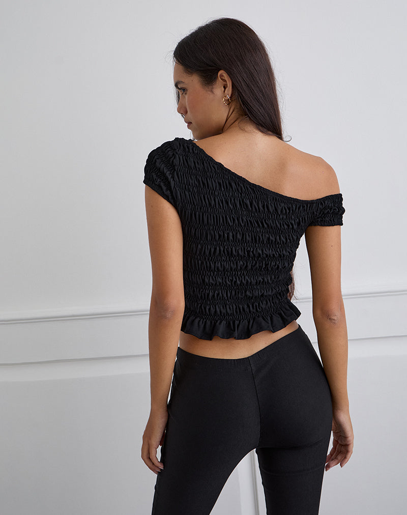 Image of Mirita Gerafftes Top in Schwarz