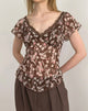 Image of Misaki Top aus Chiffon Polka Flower Braun