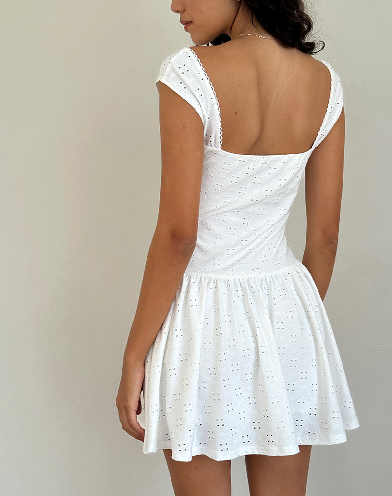 Bild von Misty Mini-Teekleid in Broderie Weiß