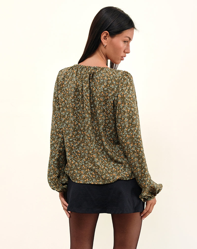 Bild von Modeta Krawatten-Top in Grunge Floral Khaki