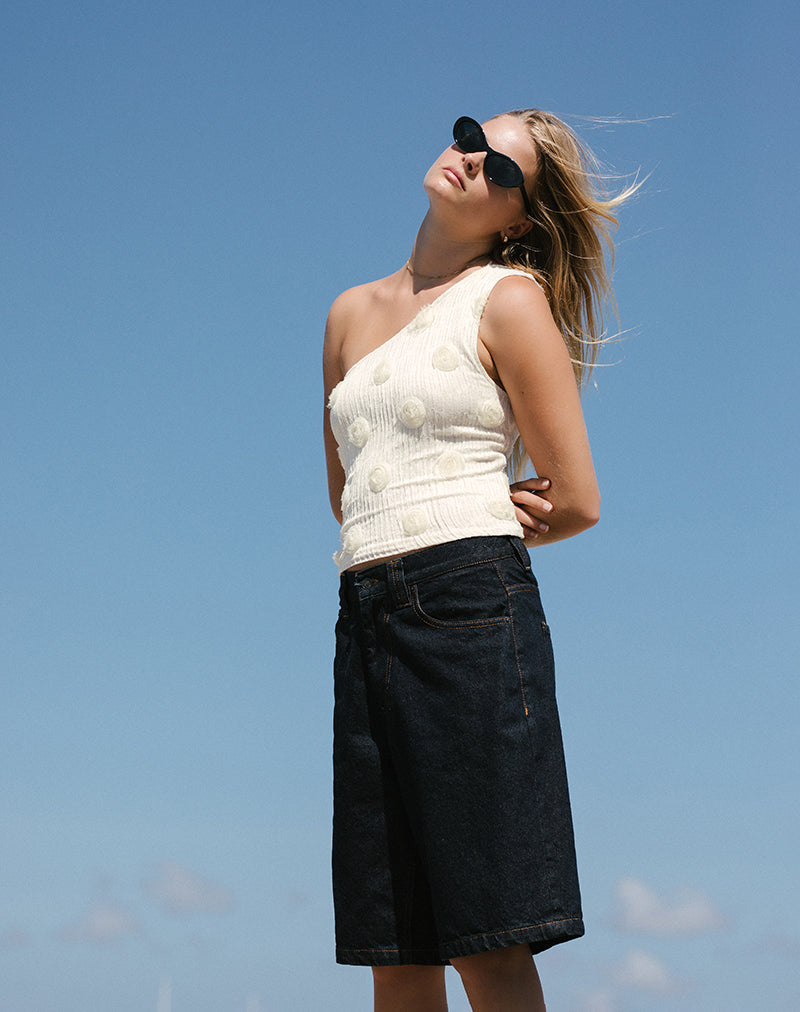 Moira One Shoulder Top in strukturiertem Rosa Elfenbein