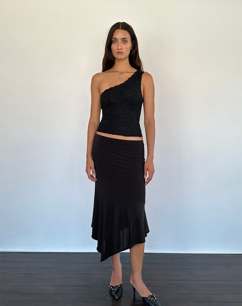 Image of Moira One Shoulder Lace Top in Schwarz