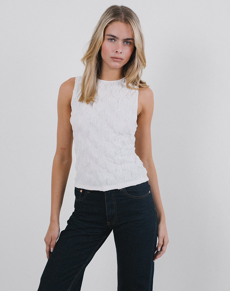 Bild von Monelo Vest Top aus strukturiertem Mesh Weiß