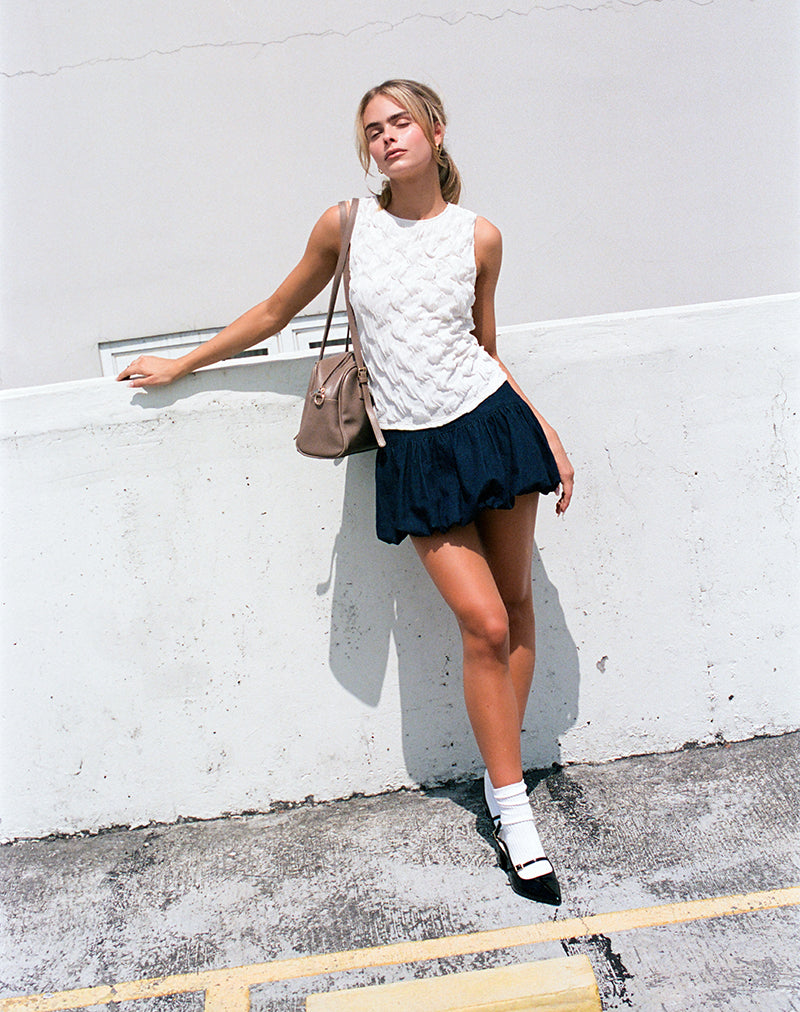 Bild von Sisila Puffball Mini Rock in Chambray Indigo