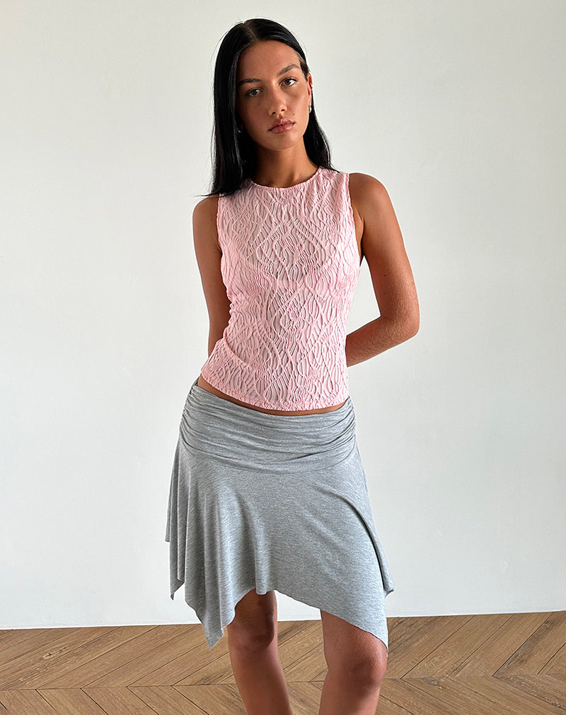 Bild von Monelo Textured Mesh Top in Sheer Pink