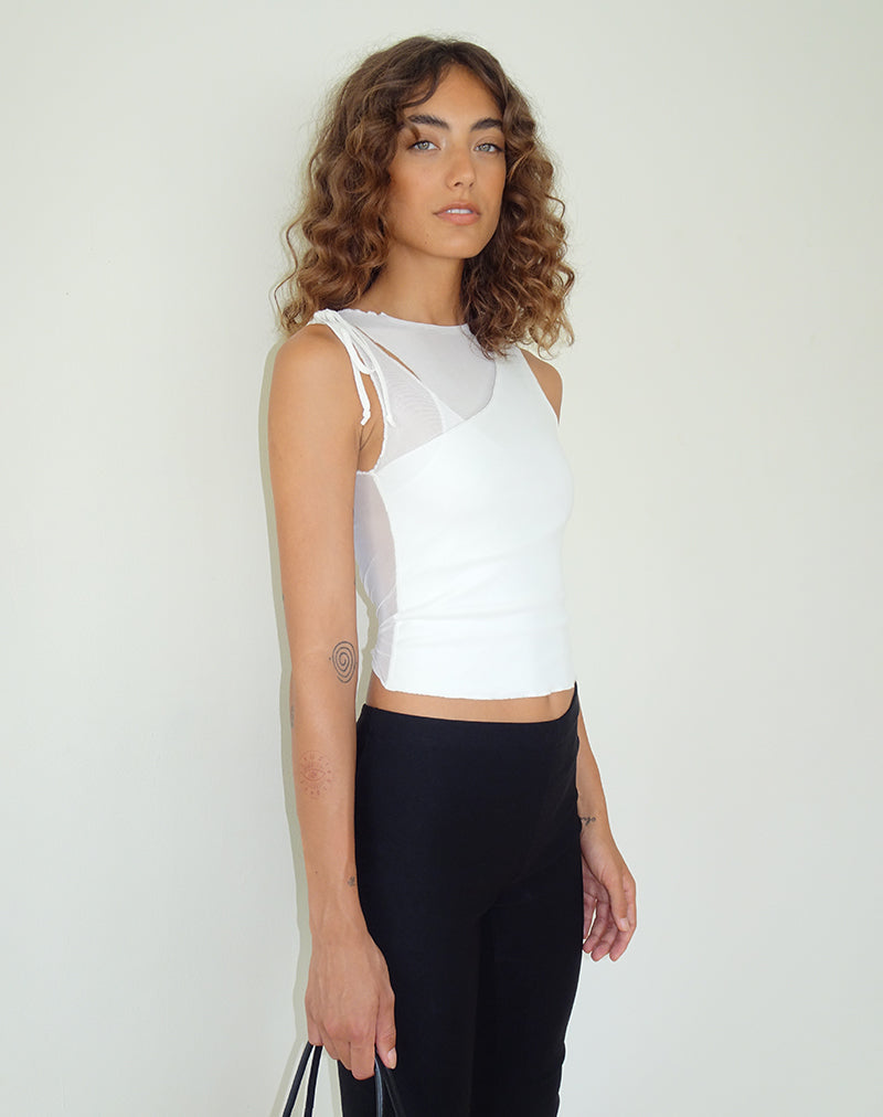 Moni Vest Top aus Mesh Elfenbein