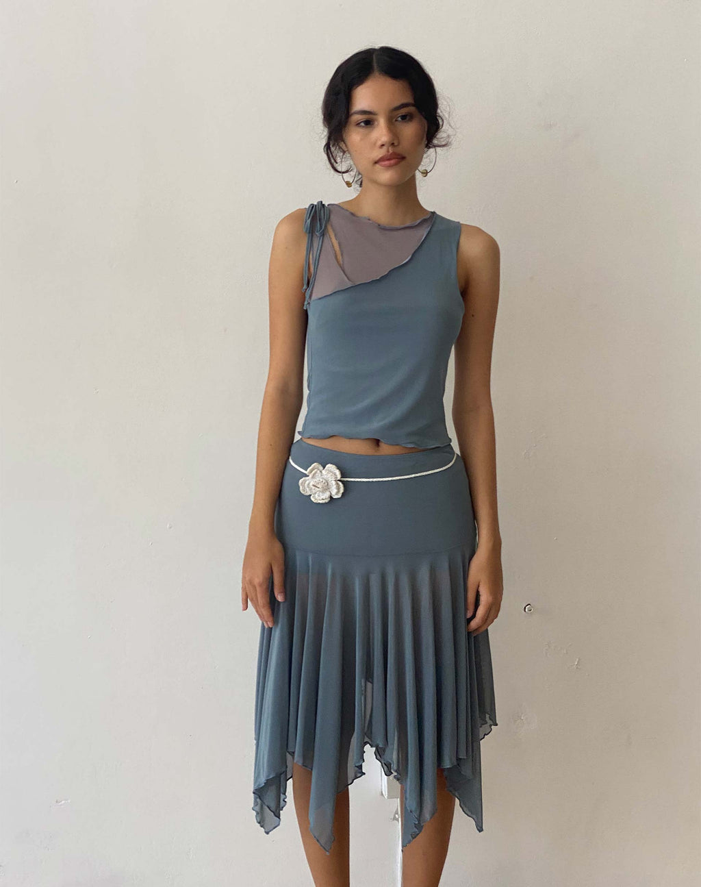Moni Weste in Blau Grau Mesh